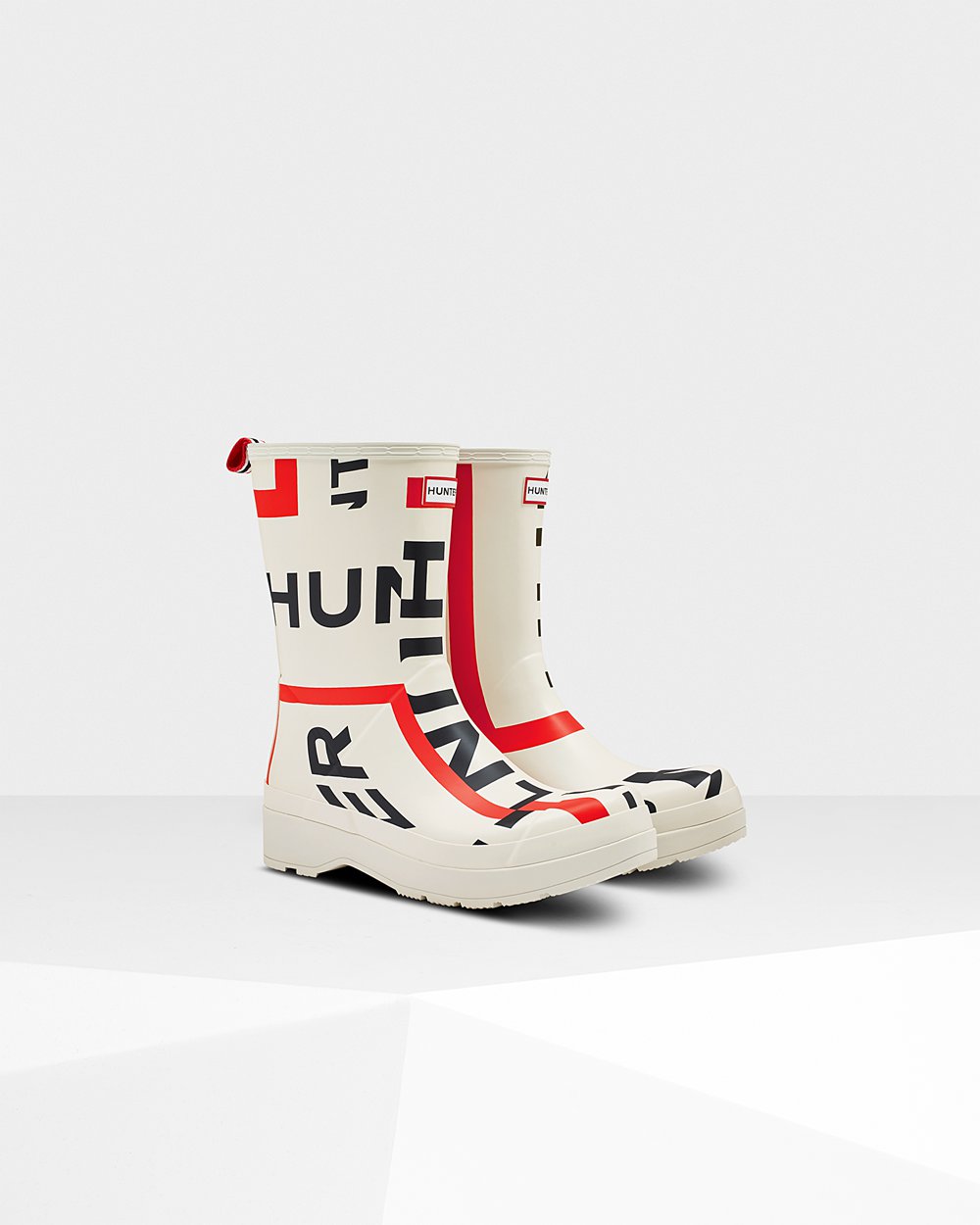 Hunter Original Mid-Height Exploded Logo Rain Play Boots - Online Store Mens White - YNQMAB978